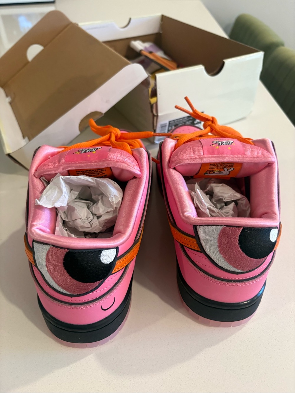 Nike Pink and Orange Dunks Powder Puff - Picture 4 of 4